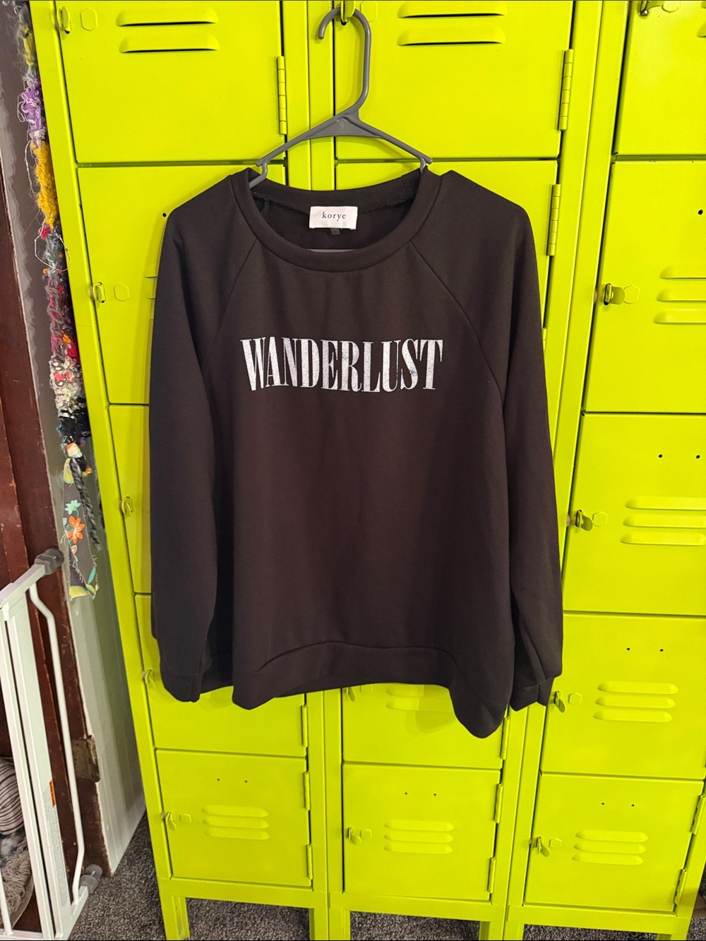 Wanderlust Black Crewneck Sweatshirt with White Logo